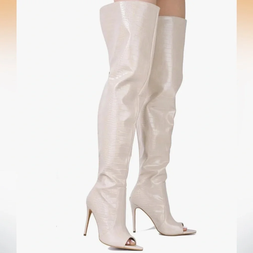 Cape Robbin Cream Over-the-Knee heeled Boots size 8 - Picture 2 of 13